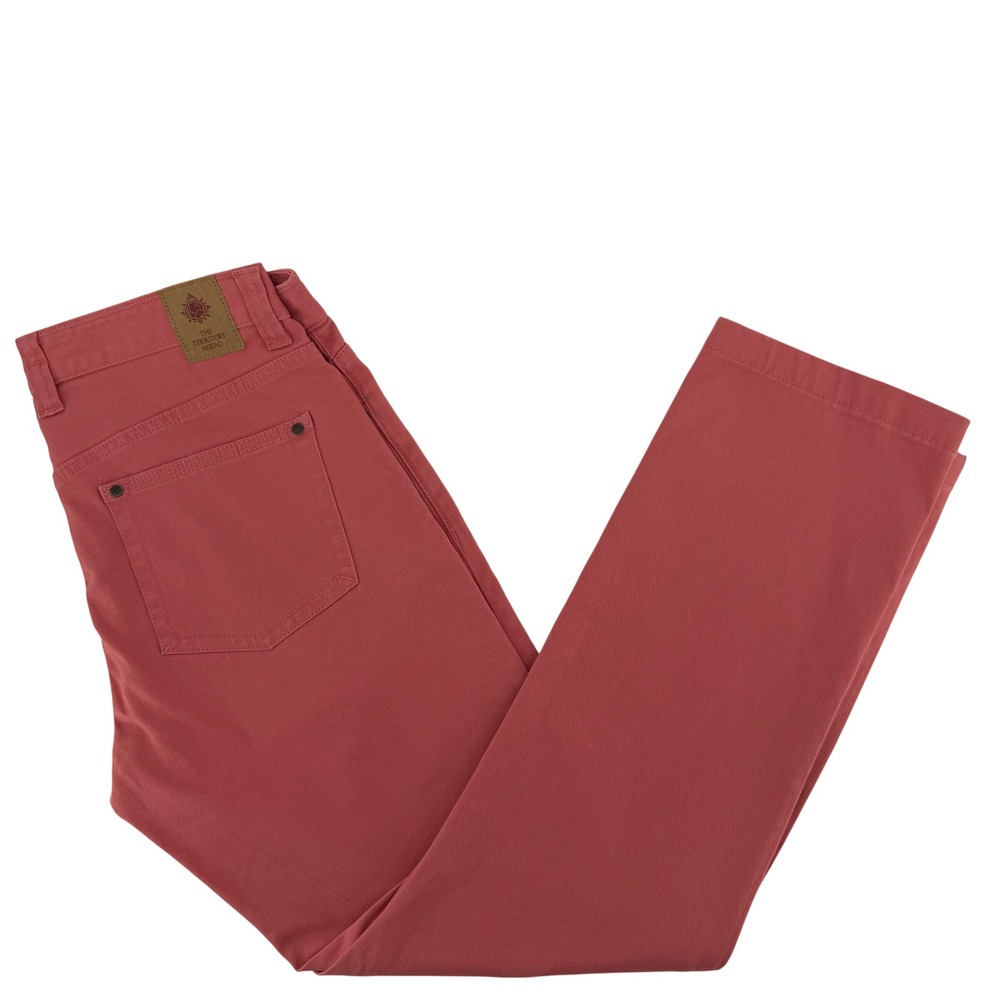 The Territory Ahead Pants Mens 34x30 Coral Red Straight Leg Cotton Twill Travel